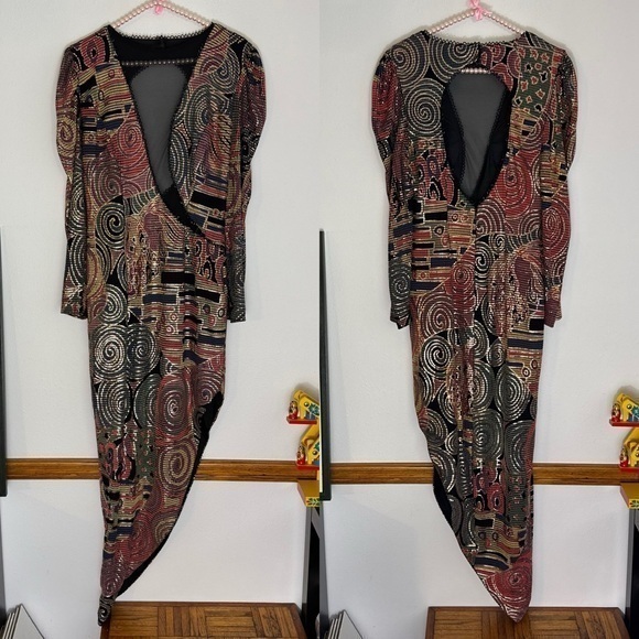 Vintage Dresses & Skirts - Vintage Janine metallic mosaic party dress size M